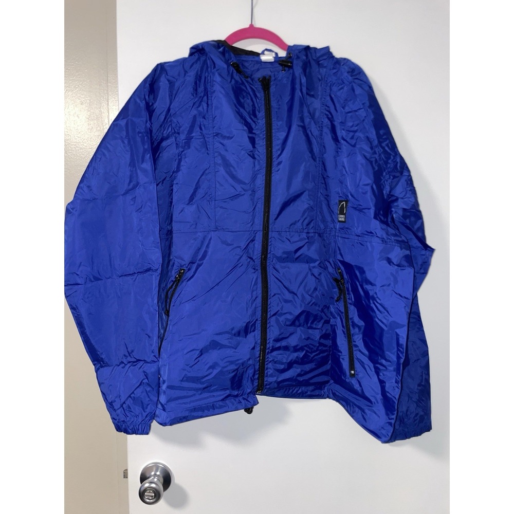 Men's Sierra Designs Full Zip Hooded Jacket Windbreaker Large with stuff sack